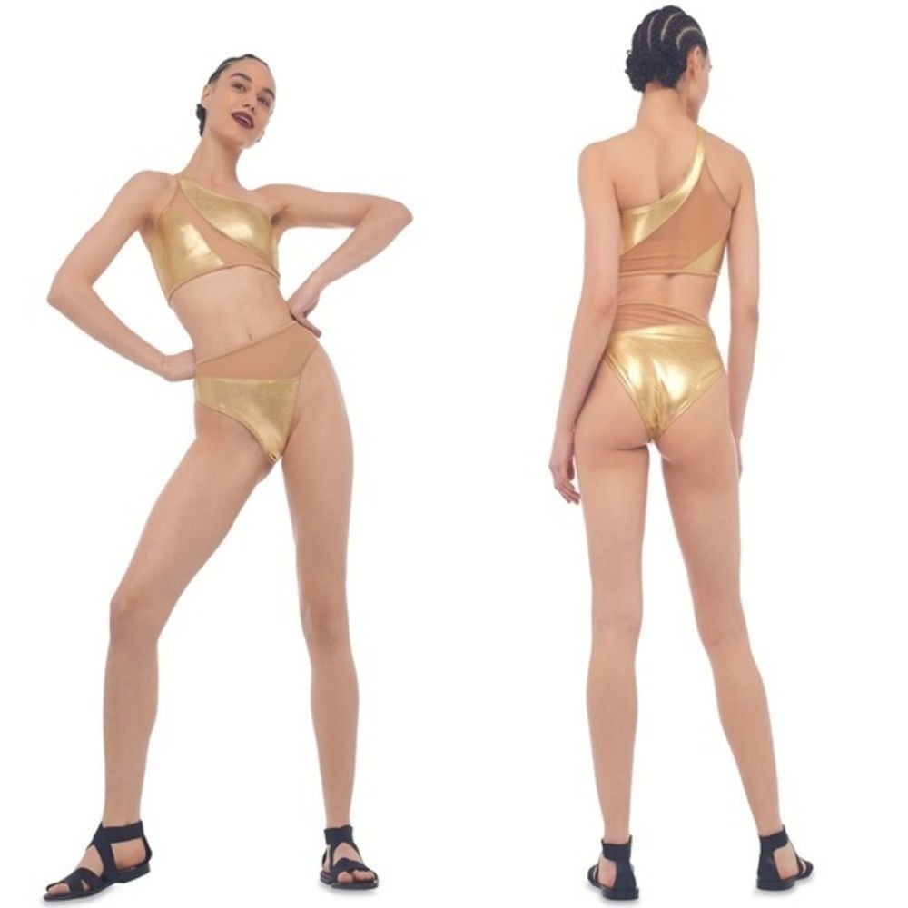 Norma Kamali Snake Mesh Bottom Gold Large NWT